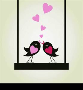 Enamoured birds love. A vector illustration