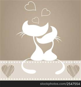 Enamoured cat and cat sit. A vector illustration