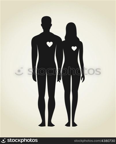 Enamoured man and the woman. A vector illustration