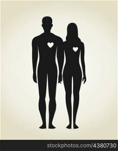 Enamoured man and the woman. A vector illustration
