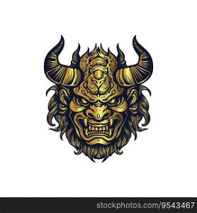 Enchanting Devil Face in Vector with Accents of Gold