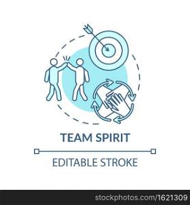 Encourage teamwork in the office concept icon. Interacting with employees idea thin line illustration. Partnership members of group. Vector isolated outline RGB color drawing. Editable stroke. Encourage teamwork in the office concept icon