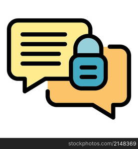 Encrypted chat icon. Outline encrypted chat vector icon color flat isolated. Encrypted chat icon color outline vector