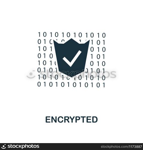 Encrypted icon. Monochrome style design from crypto currency collection. UI. Pixel perfect simple pictogram encrypted icon. Web design, apps, software, print usage.. Encrypted icon. Monochrome style design from crypto currency icon collection. UI. Pixel perfect simple pictogram encrypted icon. Web design, apps, software, print usage.