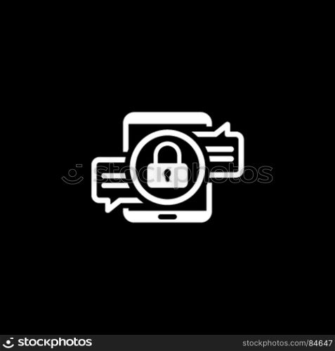 Encrypted Messaging Icon. Flat Design.. Encrypted Messaging Icon. Security Concept with a Tablet and a Message with Padlock. Isolated Illustration. App Symbol or UI element.