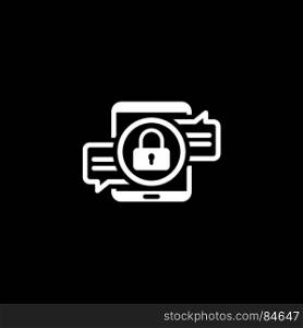 Encrypted Messaging Icon. Flat Design.. Encrypted Messaging Icon. Security Concept with a Tablet and a Message with Padlock. Isolated Illustration. App Symbol or UI element.
