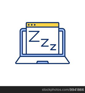 Encryption at rest RGB color icon. Computer on sleep mode. Hacker attack prevention with cyber security measure. Laptop operation management. Screen on hibernation mode. Isolated vector illustration. Encryption at rest RGB color icon