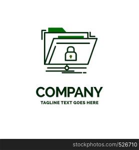 encryption, files, folder, network, secure Flat Business Logo template. Creative Green Brand Name Design.
