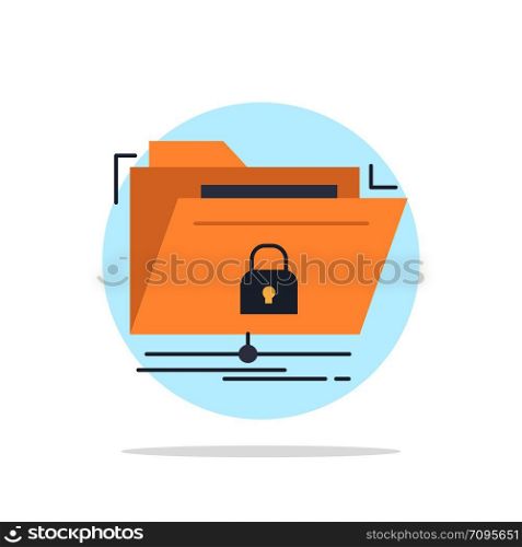 encryption, files, folder, network, secure Flat Color Icon Vector