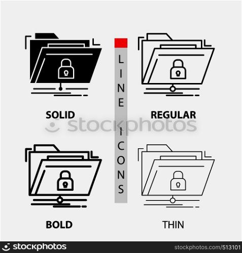 encryption, files, folder, network, secure Icon in Thin, Regular, Bold Line and Glyph Style. Vector illustration. Vector EPS10 Abstract Template background