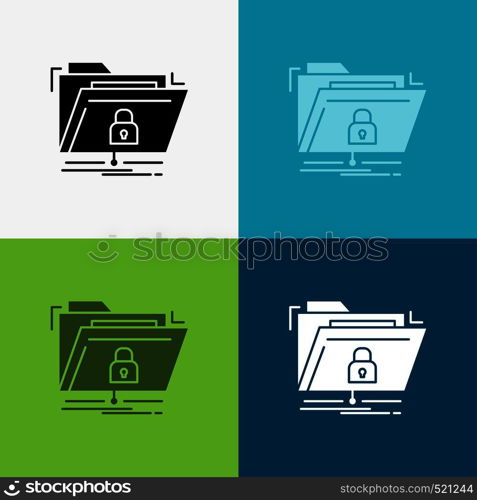 encryption, files, folder, network, secure Icon Over Various Background. glyph style design, designed for web and app. Eps 10 vector illustration. Vector EPS10 Abstract Template background
