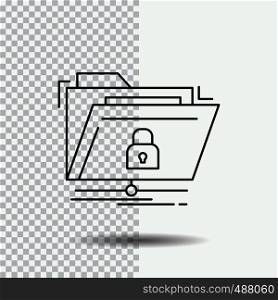 encryption, files, folder, network, secure Line Icon on Transparent Background. Black Icon Vector Illustration. Vector EPS10 Abstract Template background