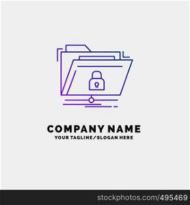 encryption, files, folder, network, secure Purple Business Logo Template. Place for Tagline. Vector EPS10 Abstract Template background