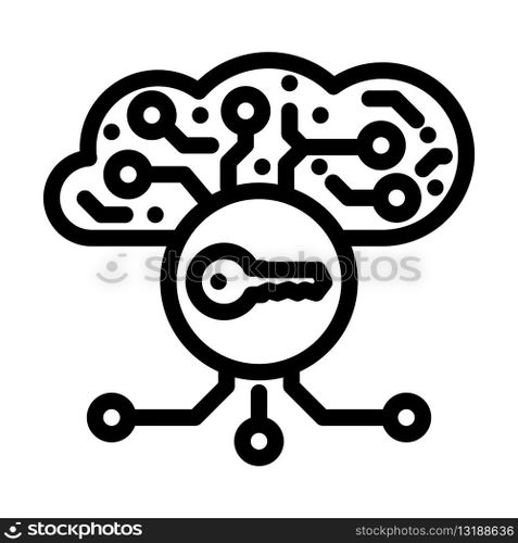 encryption key cloud computing line icon vector. encryption key cloud computing sign. isolated contour symbol black illustration. encryption key cloud computing line icon vector illustration