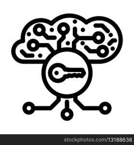 encryption key cloud computing line icon vector. encryption key cloud computing sign. isolated contour symbol black illustration. encryption key cloud computing line icon vector illustration