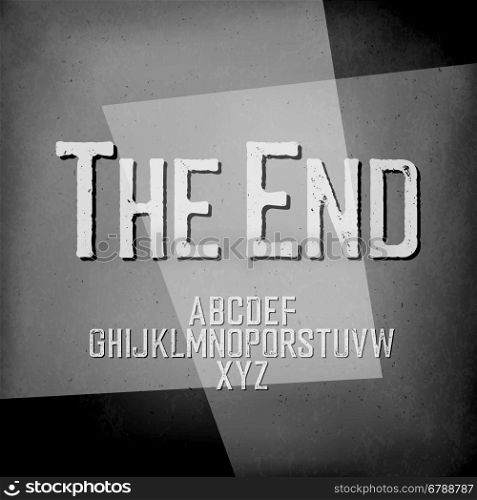 "End Credits. Film noir styled abstract screen. "The End" Title Vector Background.&#xA;Old cinema background"