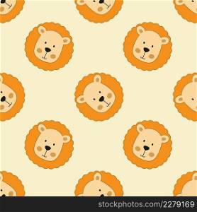 Endless background with lions for kids. Seamless pattern for printing on fabric, packaging paper and textiles.