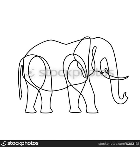 Endless line art illustration of elephant. Continuous black outline drawing on white background. Endless line art illustration of elephant. Continuous black outline drawing on white background.
