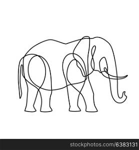 Endless line art illustration of elephant. Continuous black outline drawing on white background. Endless line art illustration of elephant. Continuous black outline drawing on white background.