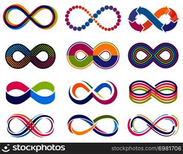 Endless mobius loop infinity vector concept symbols. Eternity icons. Loop icon eternity, illustration of infinity symbol. Endless mobius loop infinity vector concept symbols. Eternity icons