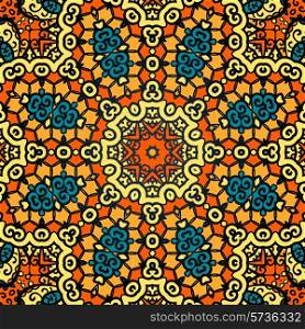 Endless ornate orange and yellow psychedelic paisley background