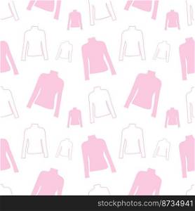 Endless pattern from outline short sleeve tshirt in trendy pink hues. Abstract background. Repeating Texture. Print design. Layout for wrapping paper, poster, postcard, greeting or price tag, banner