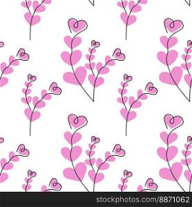 Endless pattern of abstract brunches made by color hearts in trendy pink shades. Background Texture. Isolate. Valentines day. Design for greeting, invitations cards or poster, banner or label. EPS
