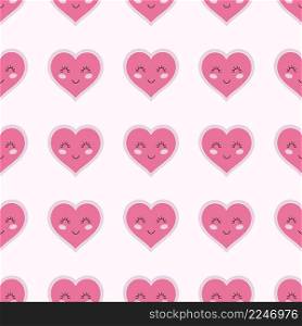 Endless seamless background with pink hearts. Valentine’s day Wallpaper. Print for fabric, packaging paper, and textiles.