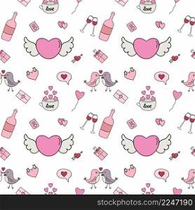 Endless seamless pattern for Valentine’s day. Background for textiles, tailoring, printing on fabric. Packaging paper for the holiday of lovers.