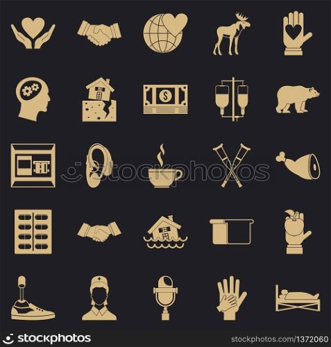 Endowment icons set. Simple set of 25 endowment vector icons for web for any design. Endowment icons set, simple style