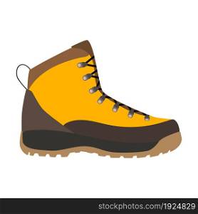 Enduring Leather Boot, Camping And Hiking Outdoor Tourism. Vector illustration in flat style. Enduring Leather Boot,