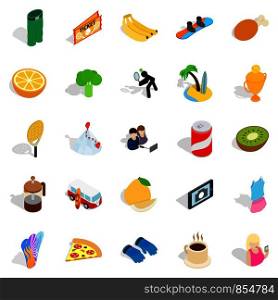 Energetic icons set. Isometric set of 25 energetic vector icons for web isolated on white background. Energetic icons set, isometric style