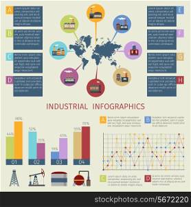 Energy and power industry infographics set with charts and world map vector illustration