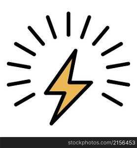 Energy bolt icon. Outline energy bolt vector icon color flat isolated. Energy bolt icon color outline vector