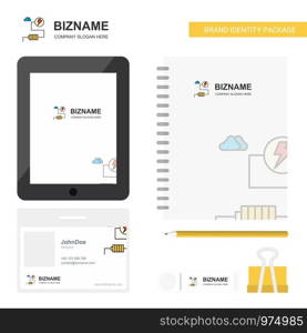 Energy Business Logo, Tab App, Diary PVC Employee Card and USB Brand Stationary Package Design Vector Template