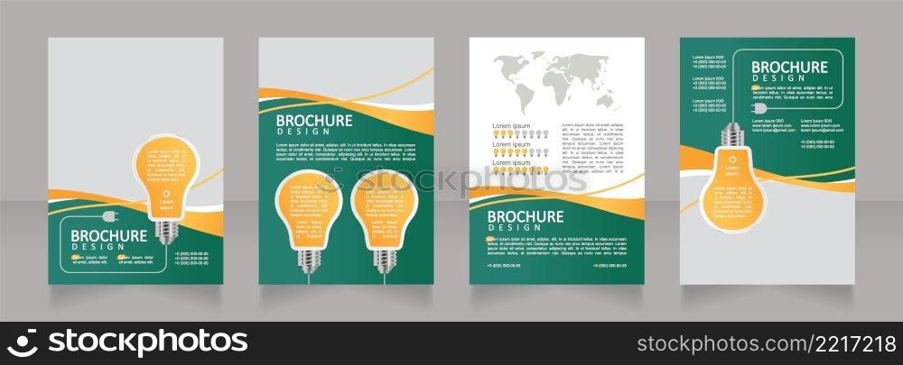Energy consumption reducing ways blank brochure design. Template set with copy space for text. Premade corporate reports collection. Editable 4 paper pages. Calibri, Arial fonts used. Energy consumption reducing ways blank brochure design
