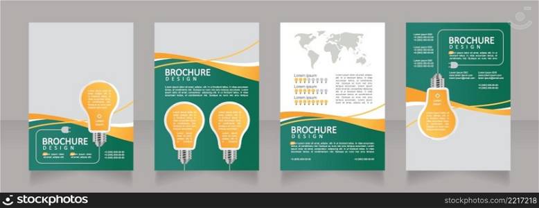Energy consumption reducing ways blank brochure design. Template set with copy space for text. Premade corporate reports collection. Editable 4 paper pages. Calibri, Arial fonts used. Energy consumption reducing ways blank brochure design
