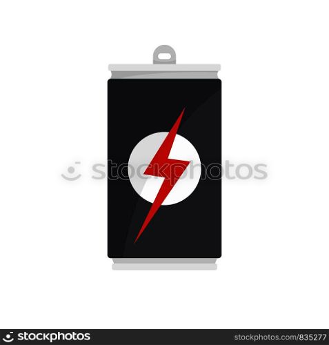 Energy drink can icon. Flat illustration of energy drink can vector icon for web isolated on white. Energy drink can icon, flat style