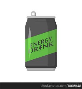 energy drink in a metal can, flat illustration. energy drink in a metal can, flat