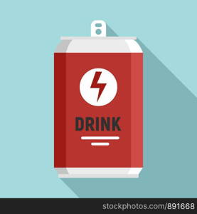 Energy drink tin can icon. Flat illustration of energy drink tin can vector icon for web design. Energy drink tin can icon, flat style