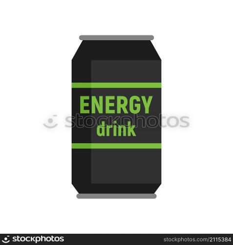 Energy drink tin icon. Flat illustration of energy drink tin vector icon isolated on white background. Energy drink tin icon flat isolated vector
