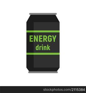 Energy drink tin icon. Flat illustration of energy drink tin vector icon isolated on white background. Energy drink tin icon flat isolated vector