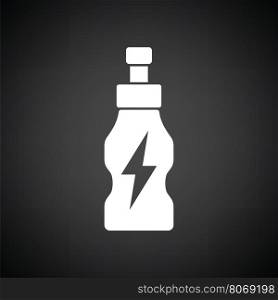 Energy drinks bottle icon. Black background with white. Vector illustration.