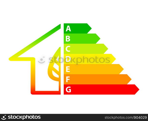 energy efficiency arrows and house icon ecology concept, stock vector illustration