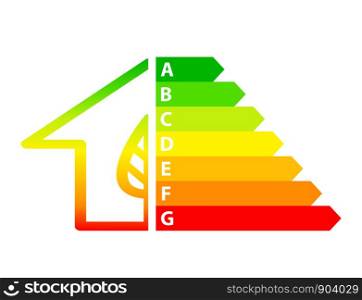 energy efficiency arrows and house icon ecology concept, stock vector illustration