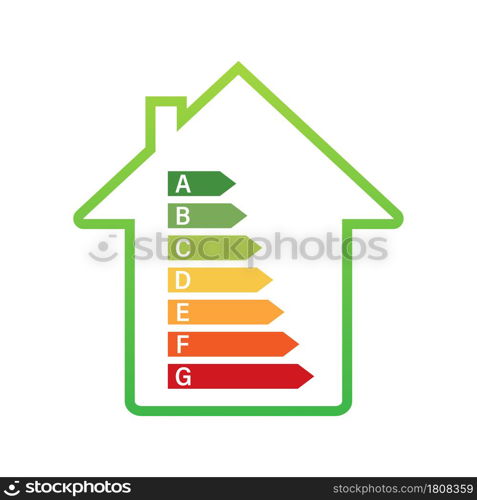 Energy efficiency chart and house concept. Home icon vector. Solar power. Green home. Vector stock illustration. Energy efficiency chart and house concept. Home icon vector. Solar power. Green home. Vector stock illustration.