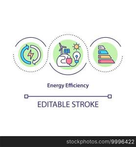 Energy Efficiency concept icon. Reduce fossil fuels using idea thin line illustration. Environmental protection. Global warming. Vector isolated outline RGB color drawing. Editable stroke. Energy Efficiency concept icon