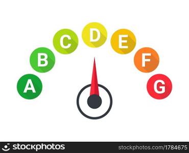 Energy efficiency icons. Energy efficiency rate sign concept. Vector illustration