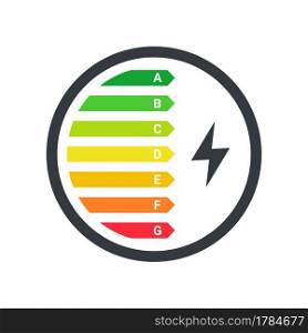 Energy efficiency logo. Energy efficiency rating classification graph. Energy efficiency technologies. Vector illustration