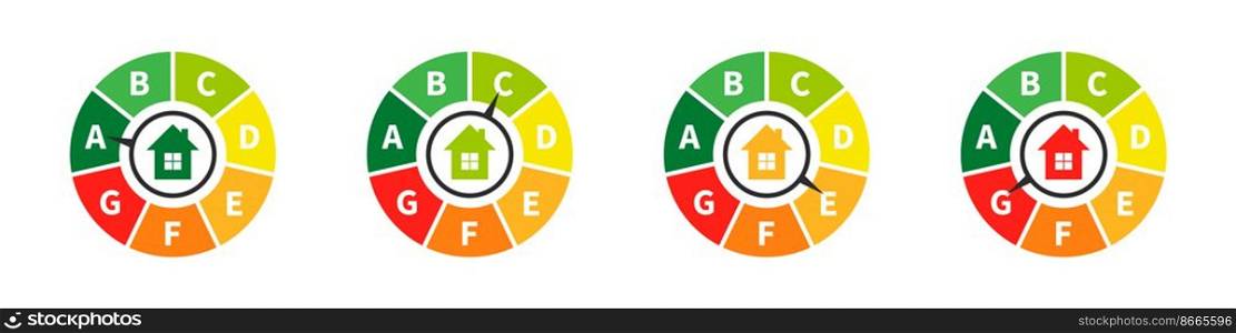 Energy efficiency of the house. Energy efficiency and rating chart. Vector illustration